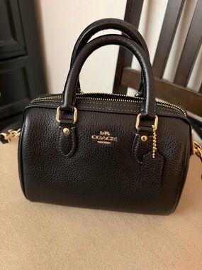 Coach Black Pebbled Leather Mini Satchel with Gold Hardware